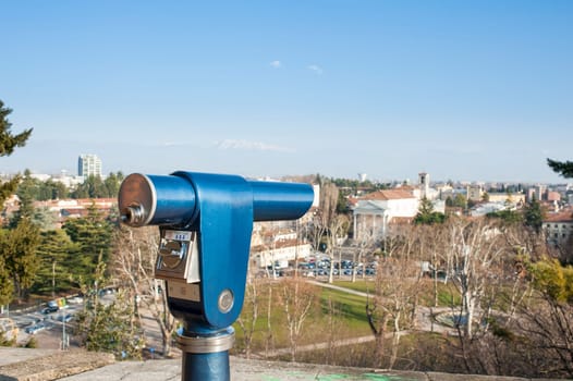 Coin Operated Telescope for sightseeing Italian city of Udine
