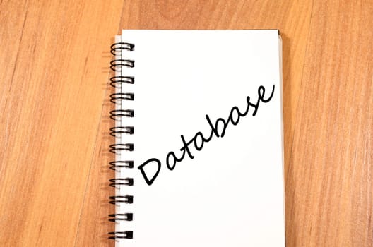 Database text concept write on notebook
