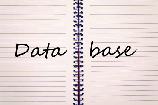 Database text concept write on notebook