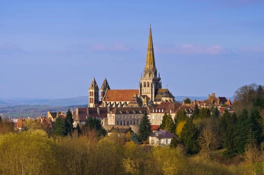 Autun in France the Cathedral - the town Autun in France,the famous cathedral