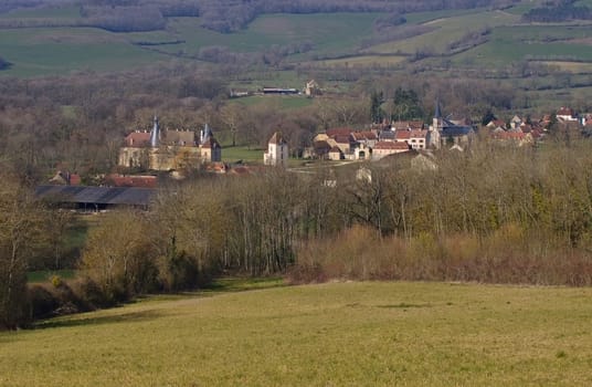 Commarin Chateau in Burgund,Frankreich - Chateau and village Commarin in Burgundy,France