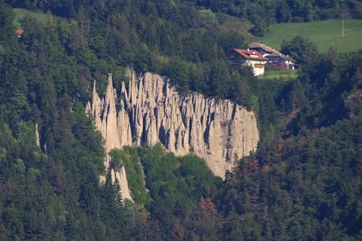 Rittner Earth Pyramids a geological peculiarity - Earth pyramids Ritten in Dolomites,Hoodoos a geologic formation