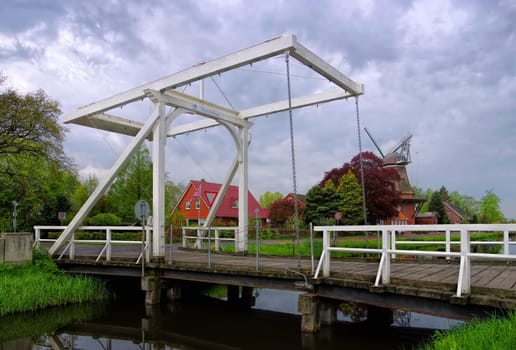 WestGroßefehn,typical bridge over a Fehn Canal - Westgroßefehn typical white bridge in Eastern Frisia