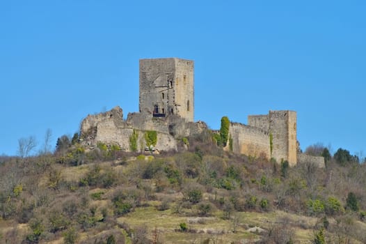 Puivert Castle in the South of France - cathare castle Puivert in southern France