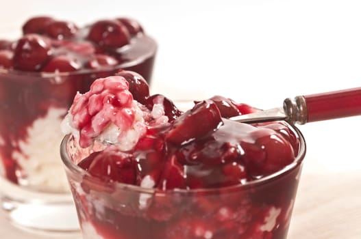 Milk rice with cherries