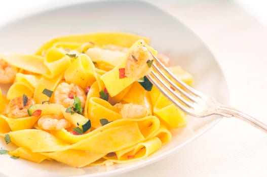 Seafood ribbon noodles