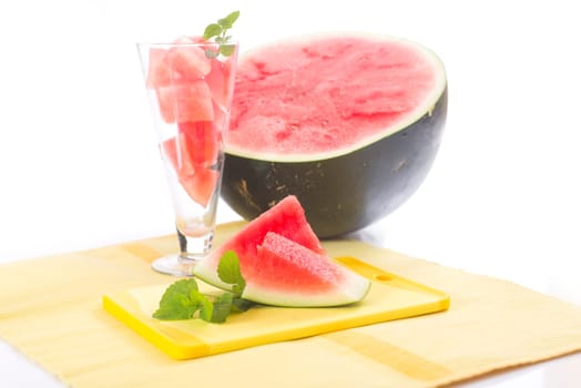 diced melon,watermelon on a light background