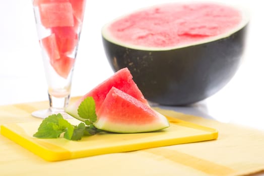 diced melon,watermelon on a light background