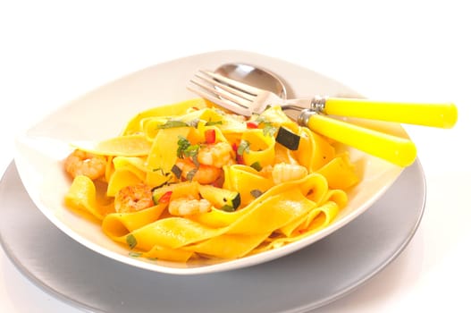 Seafood ribbon noodles