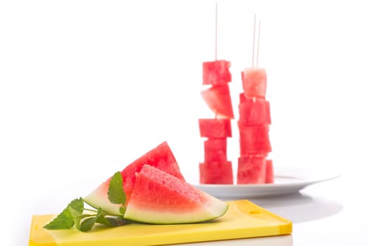 diced melon,watermelon on a light background