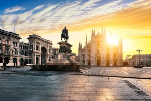 Duomo at sunrise, Milan, Europe.