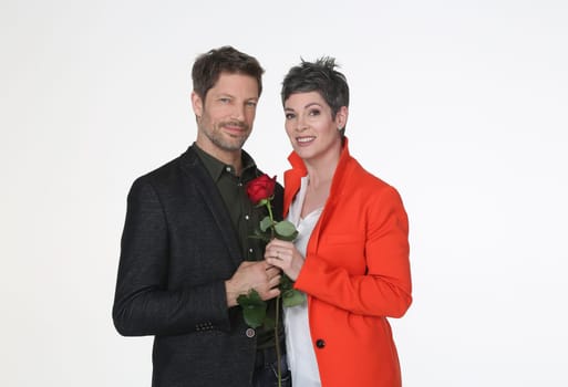 Mickey Hardt and Cheryl Shepard . ARD-Telenovela " Red Roses "" Photocall at the Briese Studio Hamburg on 18.04.2016"