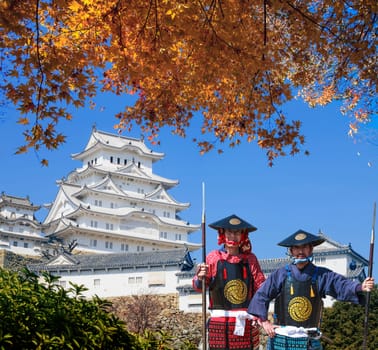 Himeji, Japan - Nov 27, 2014 The beautiful Himeji Castle druing the fall season with nice color
