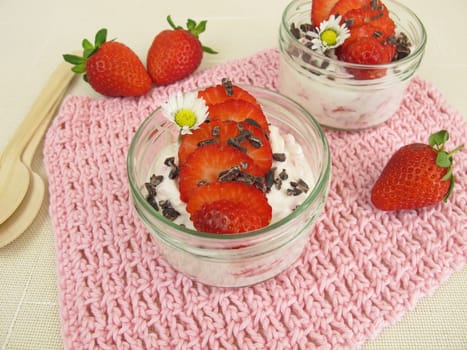 Strawberry quark with cocoa nibs