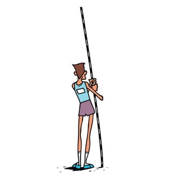 Athlete jumping with a pole. Male athlete before jumping. Summer games sports