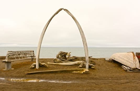 Whaling Monument in a Barrow, Alaska a Native Whaling Village