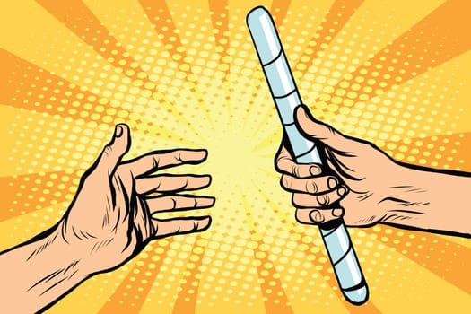 transfer relay baton sports pop art retro style. Sports games summer. Athletics. running and runner