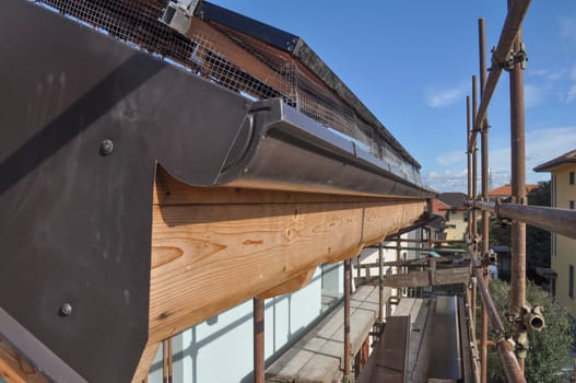 Temporary scaffold for construction works at building site
