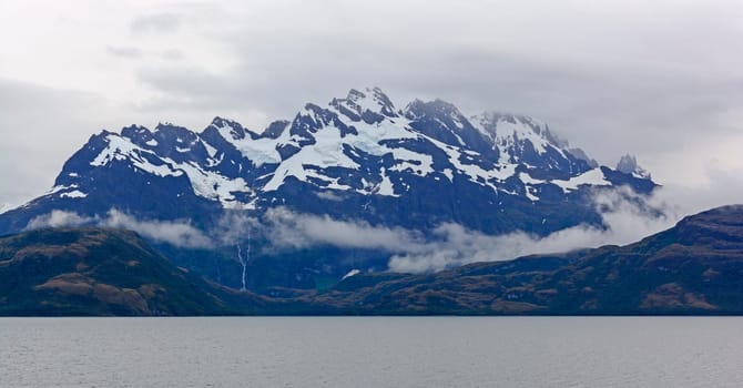 Fog and Mist on Coastal Mountains in Tierra del Fuego