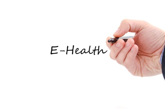 E-health text concept isolated over white background