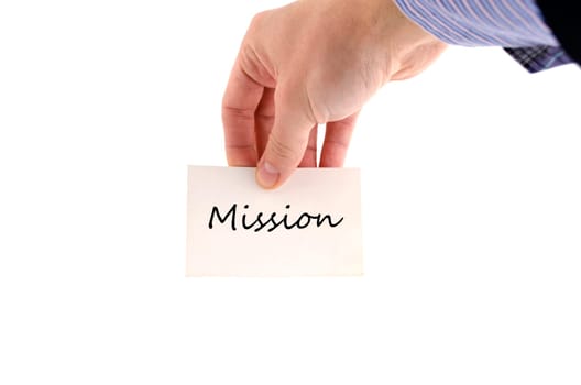 Mission text concept isolated over white background