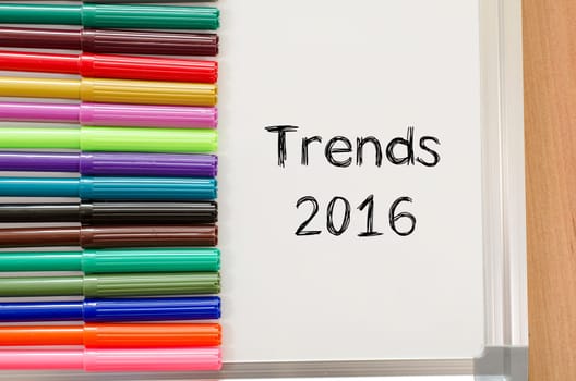 Trends 2016 text concept and colored pens