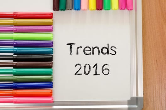 Trends 2016 text concept and colored pens