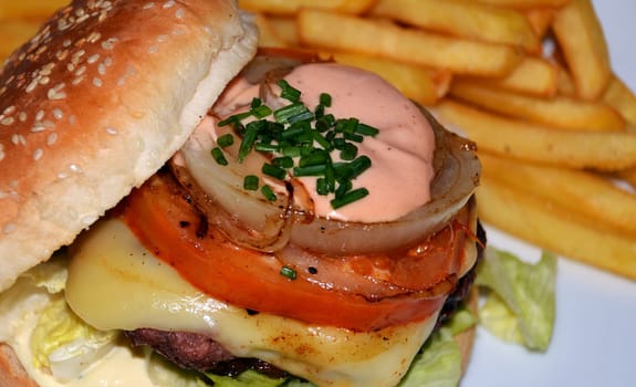 Burgers with fries