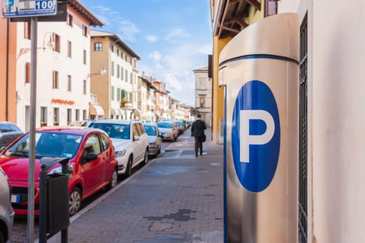 Machine parking on a city street