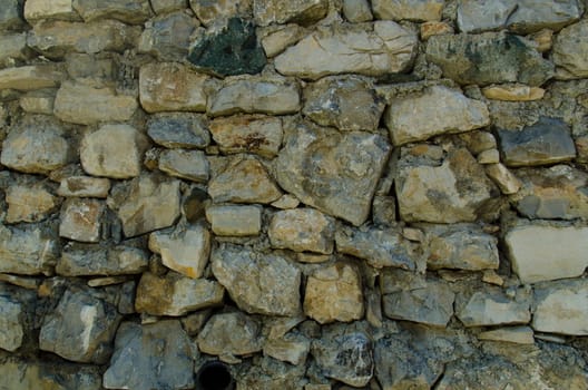 combined with hand made stone wall with mortar