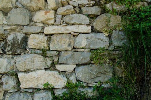 combined with hand made stone wall with mortar
