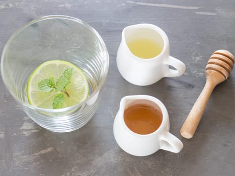 Cup of honey lime healthy drink, stock photo