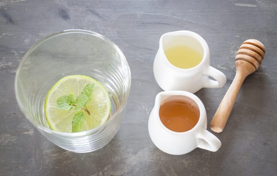 Cup of honey lime healthy drink, stock photo