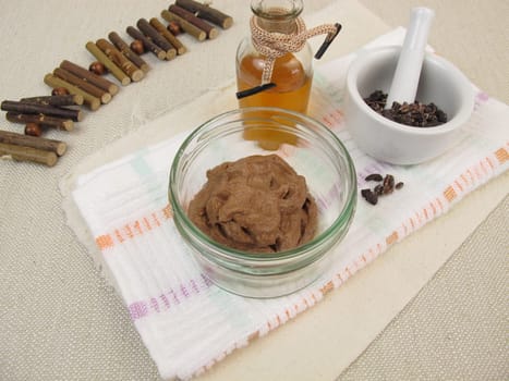 Homemade chocolate mask with cocoa and oil