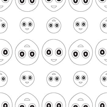 black and white smiley seamless pattern for background made in vector