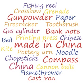 made in China tag cloud concept, vector illustration.