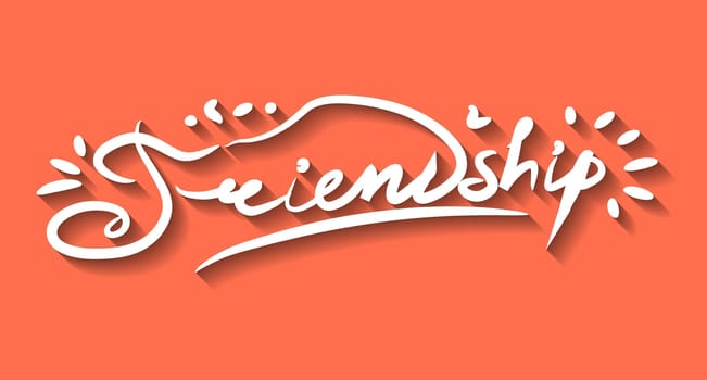 Friendship lettering sign with concept of togetherness. Vector illustration with shadow effect.