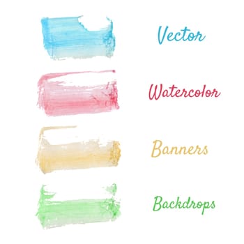 Watercolor stains set, abstract isolated vector blots.