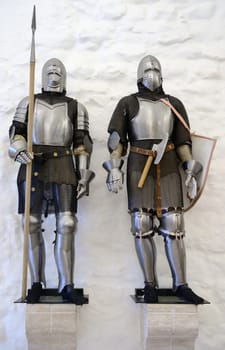 Two suits of knight armour in Diosgyor Castle, Hungary.