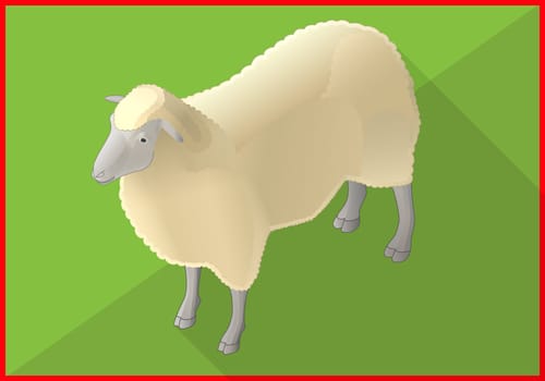 Sheep isometric perspective view flat vector 3d illustration