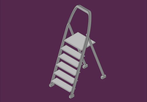 Step ladder isometric flat vector 3d illustration