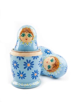 Traditional wooden nesting doll from russia in an open state