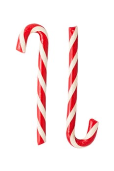 Two different candycanes isolated on white