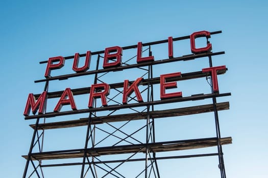 Sign from the Pike place market in downtown Seattle