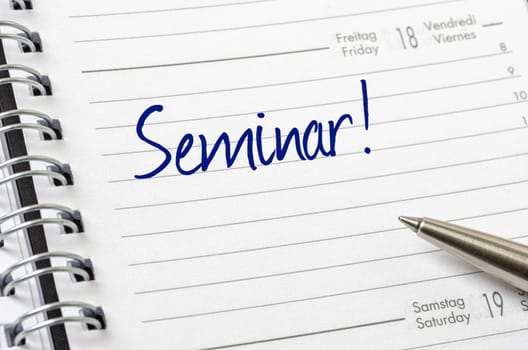 Appointment calendar with the entry Seminar