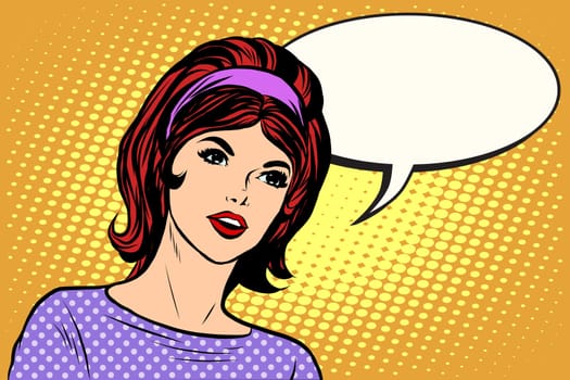 Retro question girl pop art retro style. Woman vector illustration. Beautiful lady
