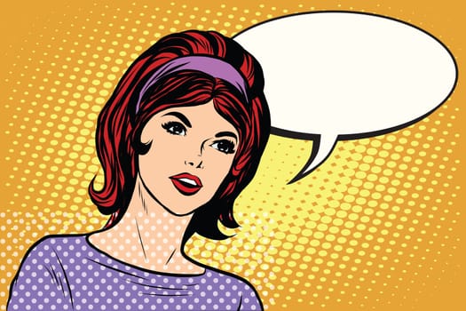 Retro question girl pop art retro style. Woman vector illustration. Beautiful lady