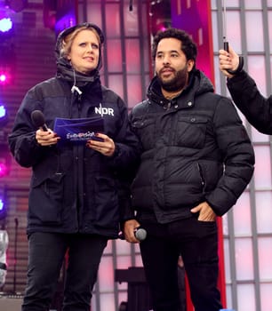 Barbara Schoeneberger and Adel Tawil at the ECS Party in Hamburg
