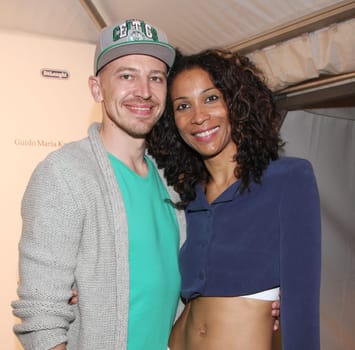 Annabell Mandeng with friend at the Guido Maria Kretschmer aftershow party at Bridge Studio Berlin
