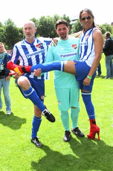 Peter Lohmeyer,Tim Maelzer and Jorge Gonzalez ,charity football game Kicking with heart 2014 at the Hohe Luft Stadion Hamburg 22.06.2014